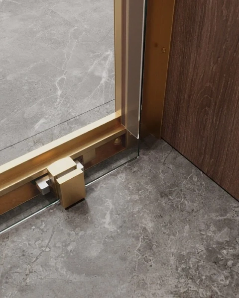 Душевая дверь в нишу Cezares Molveno 150 см стекло прозрачное профиль золото, раздвижные - фото 6