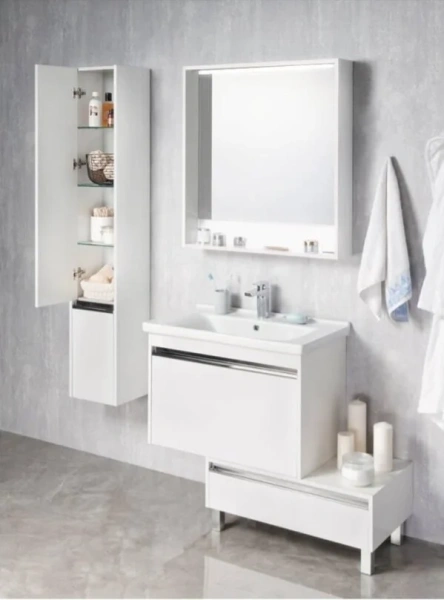 Шкаф-пенал подвесной Акватон Капри 30 см белый глянец, правый, недорого - фото 4