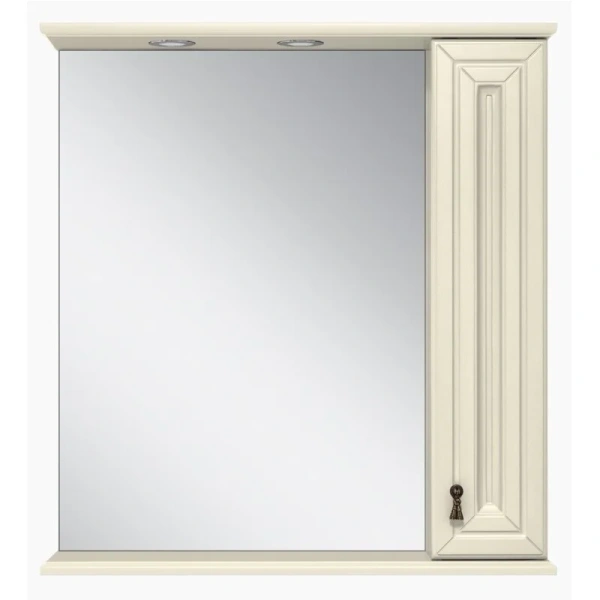 Зеркальный шкаф с подсветкой Misty Лувр 85 см слоновая кость правый, классические, ретро - фото 3