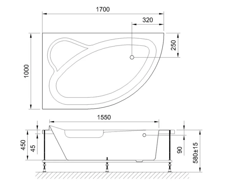 Ванна гидромассажная Royal Bath Alpine Standart RB819102ST-L/R, 170 x 100 см, белая - фото 2
