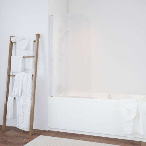 Душевая шторка на ванную профиль белый стекло шиншилла Vegas-glass, недорогие - фото 2