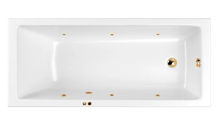 Ванна гидромассажная Whitecross Wave Soft, 170 х 70 см, увеличенная толщина акрила, усиленная армировка, белый/золото, 0101.170070.100.SOFT.GL - фото 1