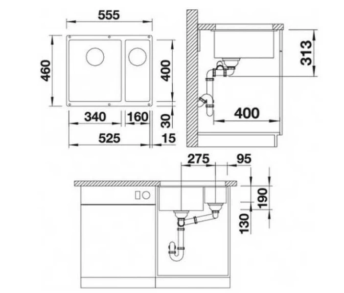Мойка для кухни Blanco Rotan 340/160-U 55 см белый - фото 2