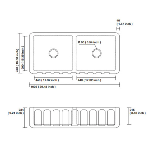 Мойка для кухни Kerasan Hannah 100 см двойная - фото 3