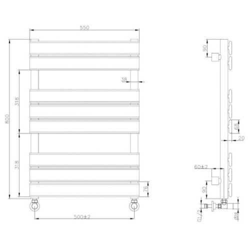 Полотенцесушитель водяной Boheme Venturo 55x80 см черный - фото 3