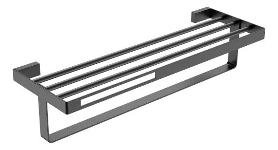 Полочка для ванной Boheme Q с полотенцедержателем, Gun Metal - фото 1