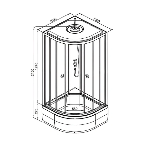 Душевая кабина Deto LM 100x100 см с освещением - фото 2