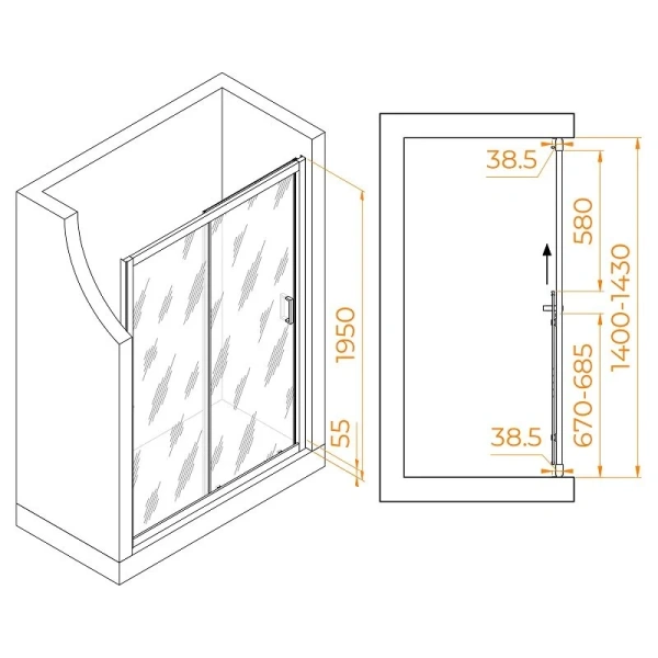 Душевая дверь в нишу RGW Passage PA-016 140 см профиль хром, стекло матовое - фото 3