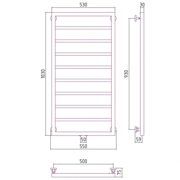 Полотенцесушитель водяной Сунержа Канцлер 50х100 см шампань, современные, hi-tech - фото 2