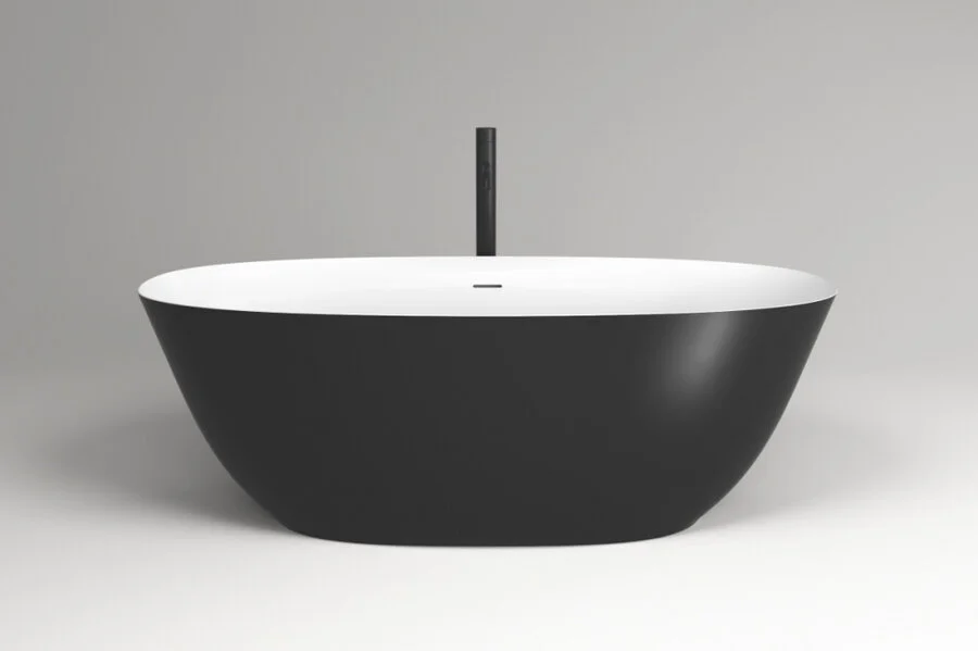 Ванна из искусственного камня Plumberia Selection Veloma, 170 х 75 см, матовый белый/черный, VELOMA 170BN - фото 3