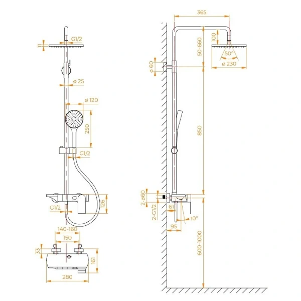 Душевая стойка RGW Shower Panels SP-33 51140133-0 встроенный излив - фото 2