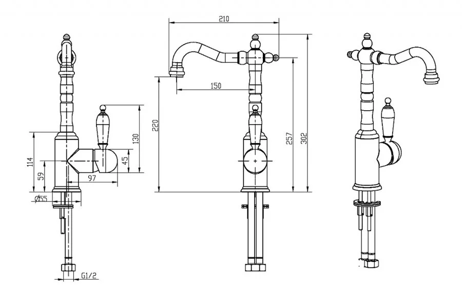 Смеситель для раковины Boheme Crystal золото, для раковины - фото 2