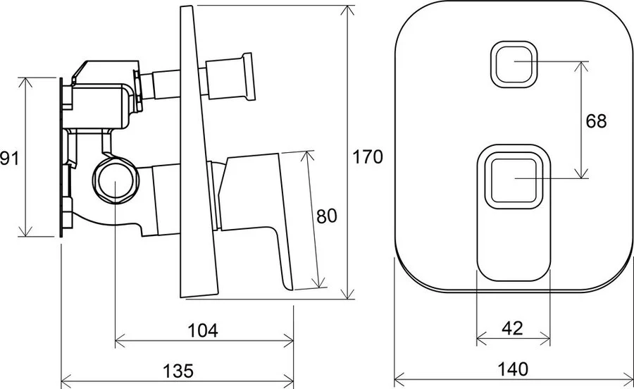 Смеситель скрытого монтажа Ravak 10° TD 065.00 X070070 - фото 3