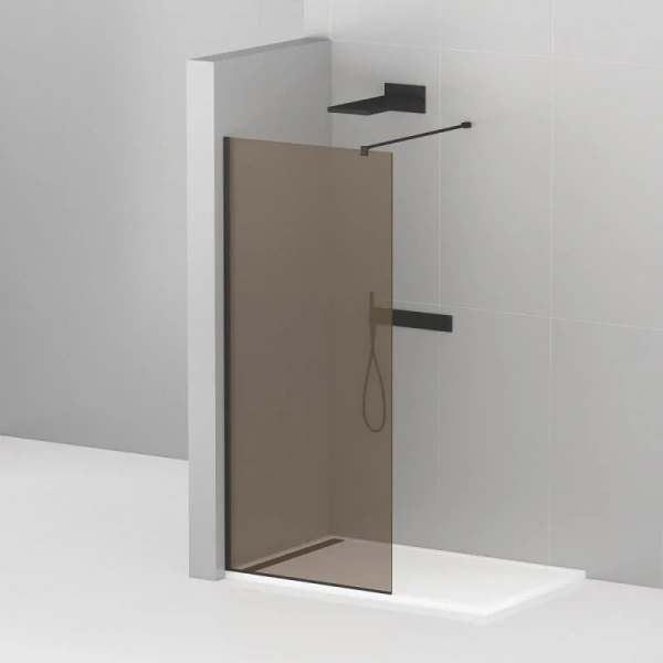 Душевая перегородка Cezares Liberta 100 см стекло бронза, профиль черный - фото 1