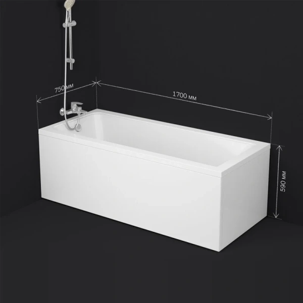 Ванна акриловая Am.Pm Gem 170х75 см белая, современныe, hi-tech - фото 3