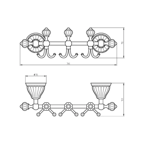 Крючок для ванной Migliore Olivia керамика с декором платина, хром - фото 2