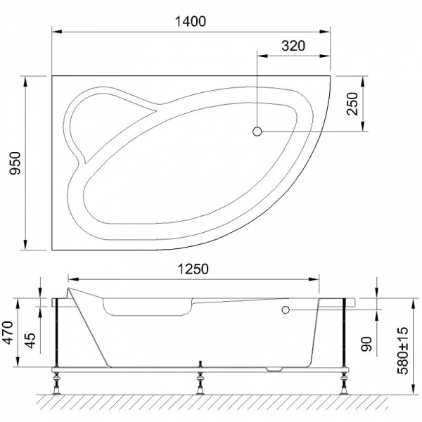 Ванна гидромассажная Royal Bath Alpine Standart RB819103ST-L/R, 144 x 104 см, белая - фото 2