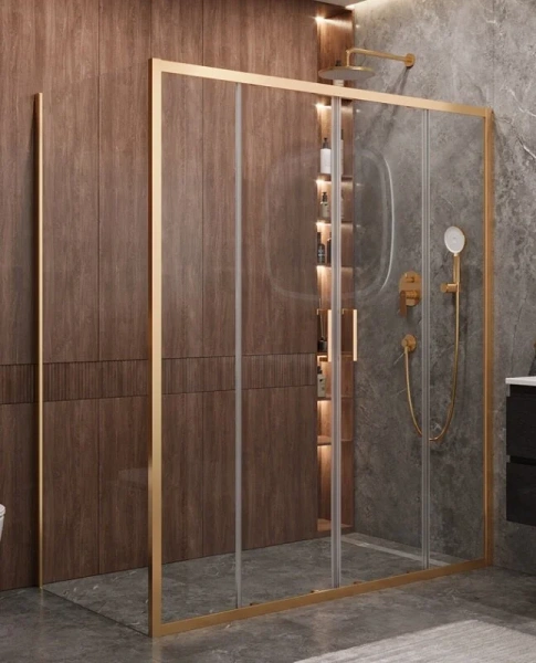 Душевой уголок Cezares Molveno 170х90 см стекло прозрачное профиль золото - фото 1