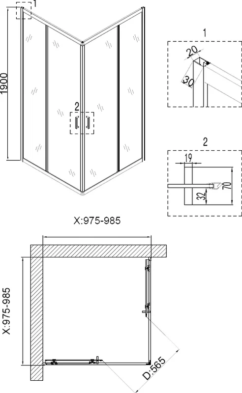 Душевой уголок Niagara Nova 100x100 см квадратный - фото 3