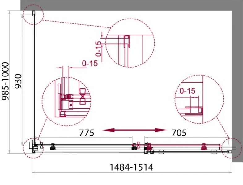 Душевой уголок BelBagno Acqua 150х100 см профиль хром, стекло прозрачное - фото 2