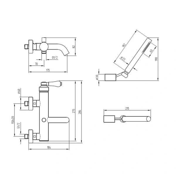 Смеситель для ванны Migliore Ermitage Mini 285 ручка керамика - фото 4