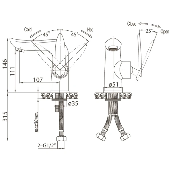 Смеситель для раковины BelBagno Volturno однорычажный - фото 2