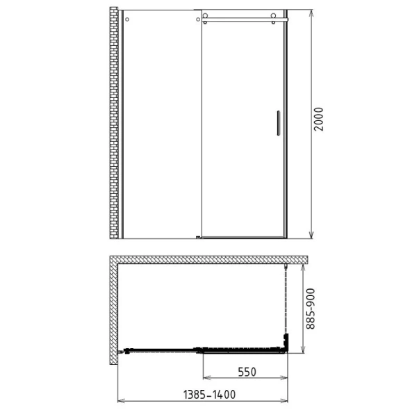 Душевая дверь Gemy Modern Gent S25191A 140, современные, hi-tech - фото 2
