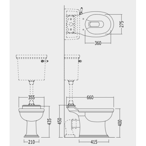 Унитаз с высоким бачком Devon & Devon Rose IBWCROSE фарфор - фото 3