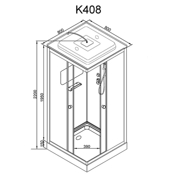 Душевая кабина Deto K 80x80 см с крышей - фото 2