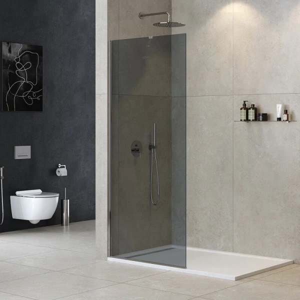 Душевая перегородка Cezares Liberta 80 см стекло графит, профиль хром, тонированные - фото 5