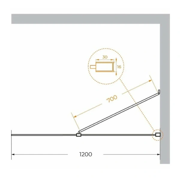 Душевая перегородка Cezares Liberta 120 см стекло графит, профиль хром, современные, hi-tech - фото 2