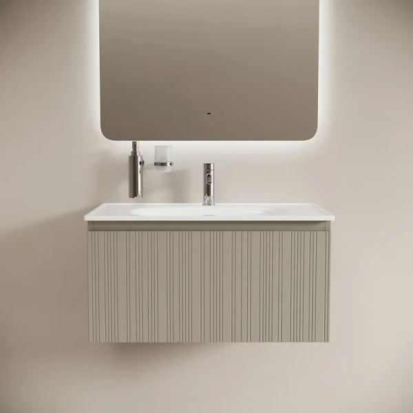 Тумба под раковину подвесная Sancos Code 80 см серая платина, современная, hi-tech - фото 3