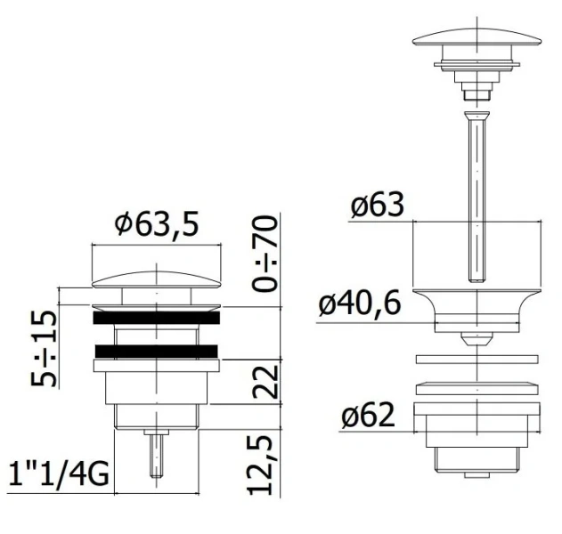 Донный клапан для раковины Paffoni ZSCA050 клик-клак, в наличии, нет в наличии - фото 2