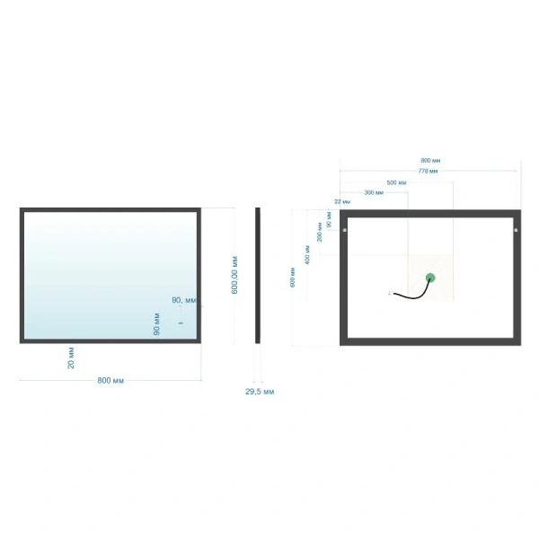 Зеркало с подсветкой Abber See 80 см бесконтактный выключатель, современные, hi-tech - фото 3