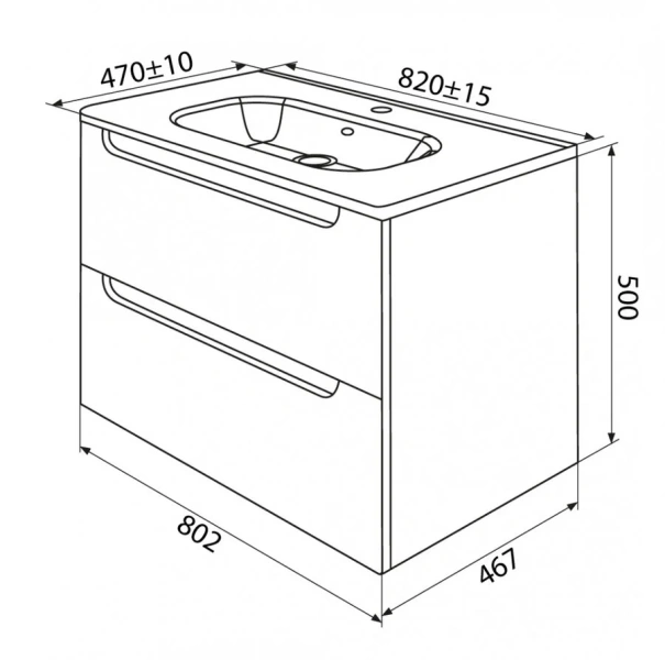 Тумба с раковиной подвесная IDDIS Edifice EDI80 80 см два ящика, в наличии, нет в наличии - фото 2