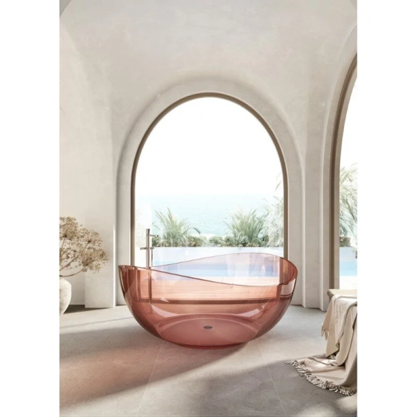 Ванна из полиэфирной смолы Abber Kristall 150x150 см розовая, круглые - фото 3