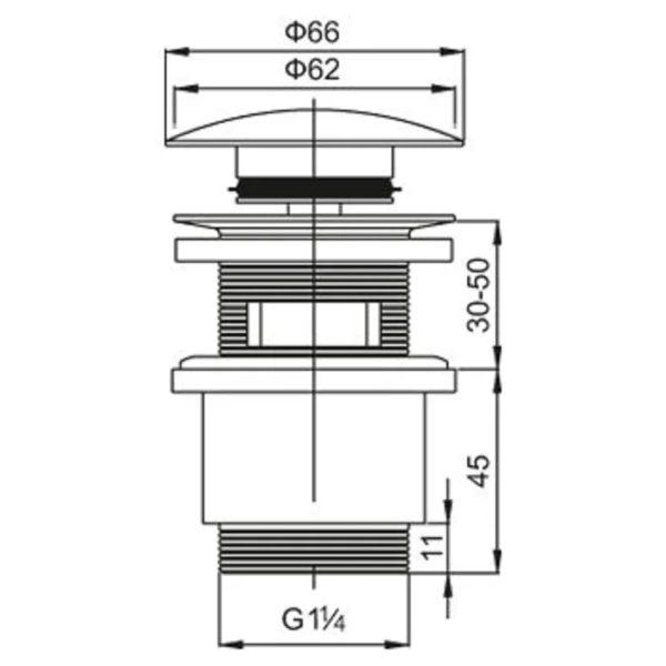 Донный клапан Cezares CZR с переливом, в наличии - фото 2