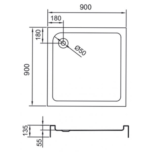 Душевой поддон Vegas-Glass HG 90x90 см белый - фото 2