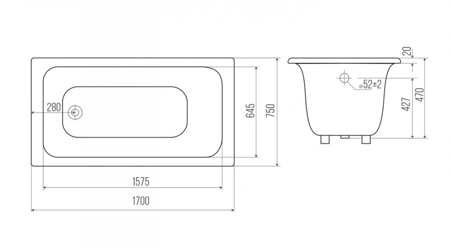 Ванна чугунная Goldman Comfort CF17075, 170 х 75 см, белая - фото 2