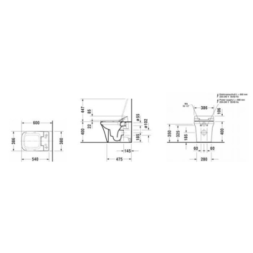 Унитаз напольный Duravit Rimless P3 Comforts SensoWash 216659 - фото 3
