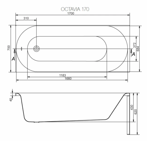 Ванна акриловая Cersanit Flavia WP-FLAVIAx170 170х70 см - фото 3