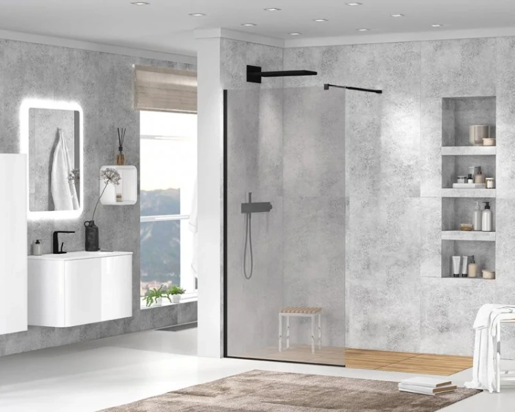 Душевая перегородка Cezares Liberta 110 см стекло графит, профиль черный - фото 3