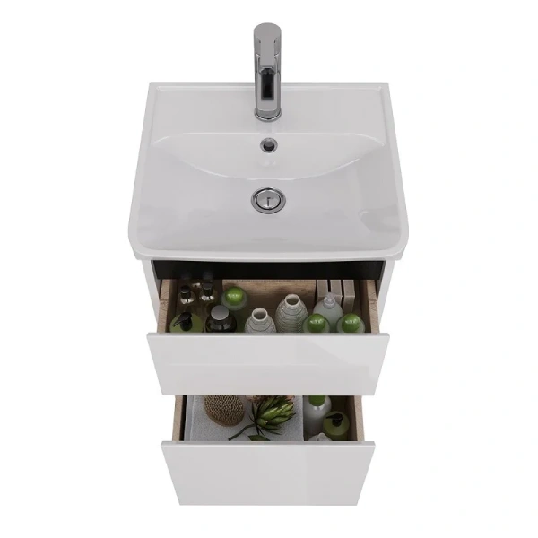 Тумба под раковину подвесная Lemark Combi 45 см черная декоративная планка, моноблок - фото 5