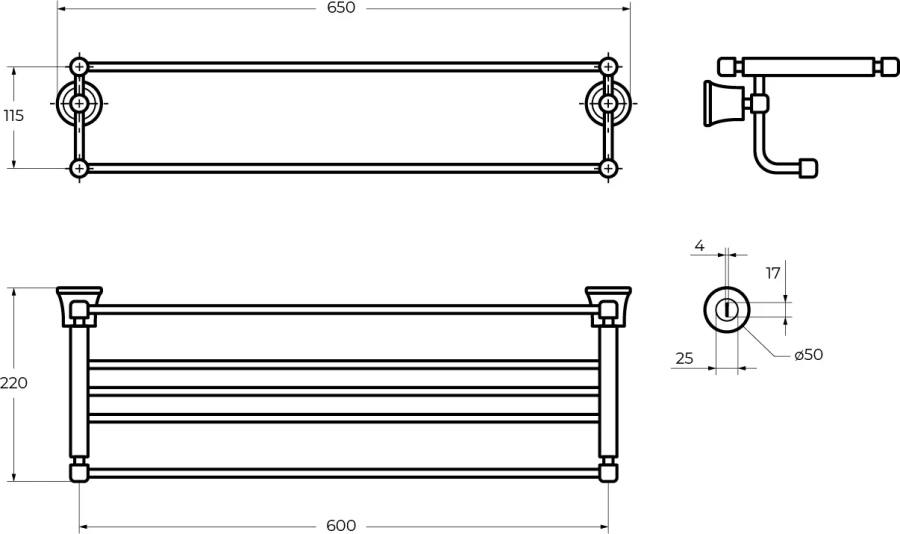 Полотенцедержатель Cezares Liberty хром - фото 3