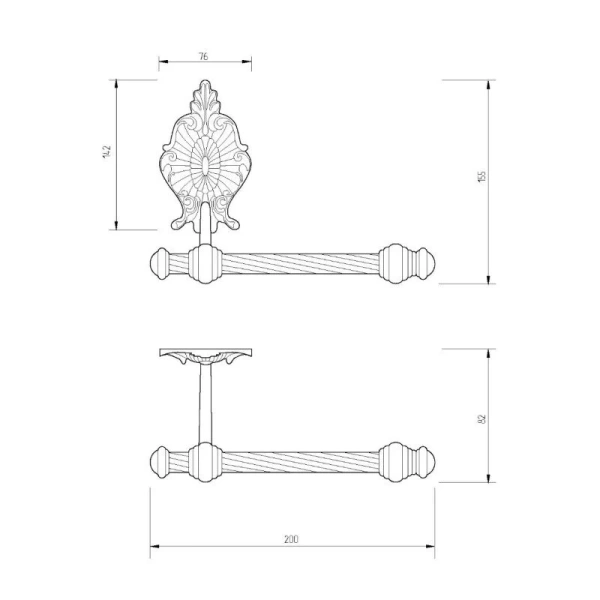 Бумагодержатель Migliore Elisabetta латунь, классические, ретро, декорированные - фото 2