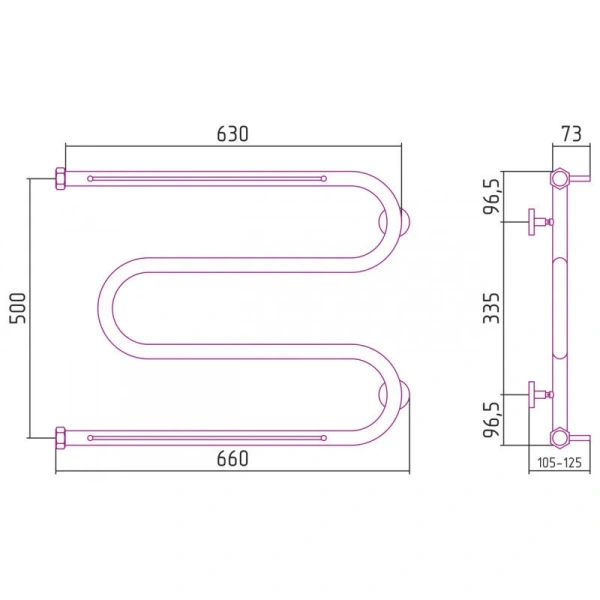 Полотенцесушитель водяной Сунержа М-образный 65х50 см белый - фото 2