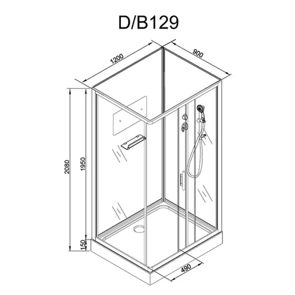 Душевая кабина Deto D 120x90 см без крыши - фото 2