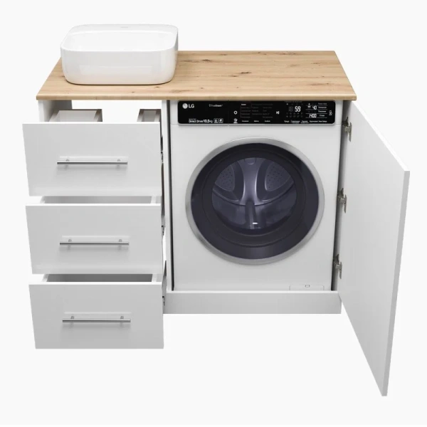 Тумба под раковину напольная Misty Респект 110 см белая/дуб артизан левая, окрашенные - фото 9