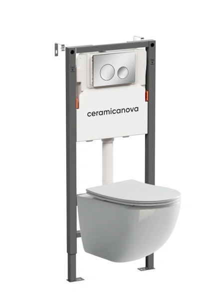 Унитаз с инсталляцией Ceramica Nova Forma кнопка хром - фото 1