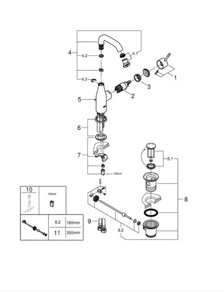 Смеситель для раковины хром Grohe Essence 23462001, с 1 монтажным отверстием - фото 9